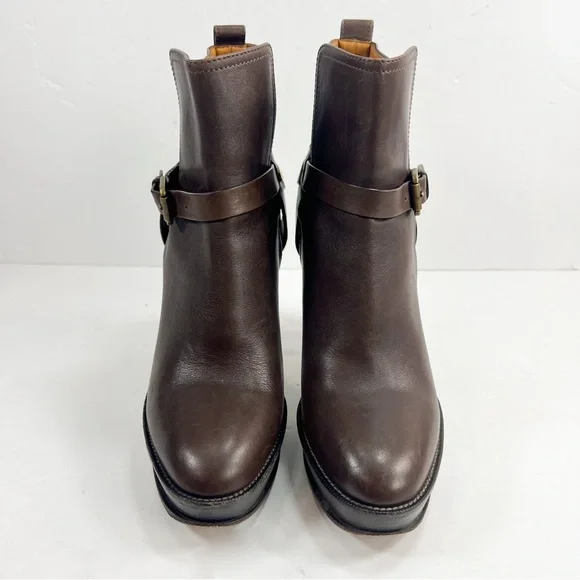 Ralph Lauren Collection Purple Label Heeled Booties Brown Leather size 6.5 - Picture 2 of 16